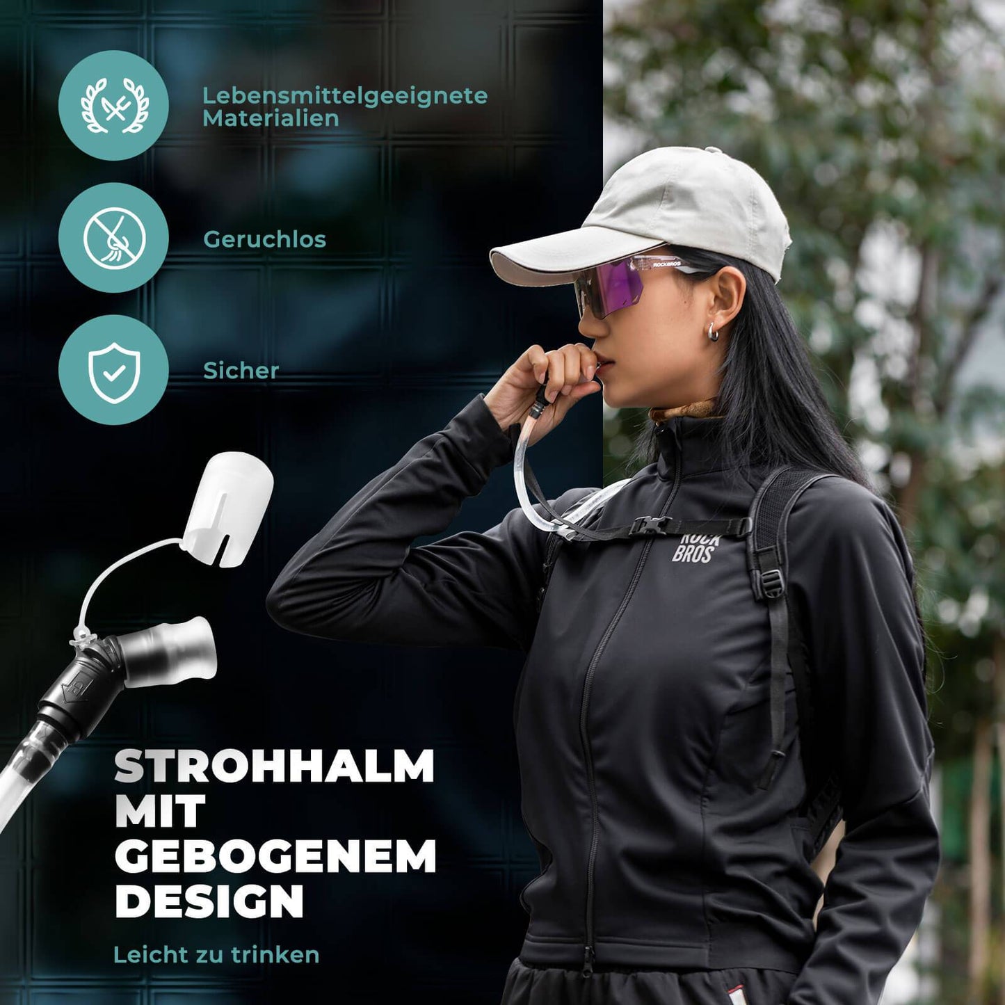 2 litran juomarakko juomaputkella, kevyt TPU-vesirakko, ROCKBROS