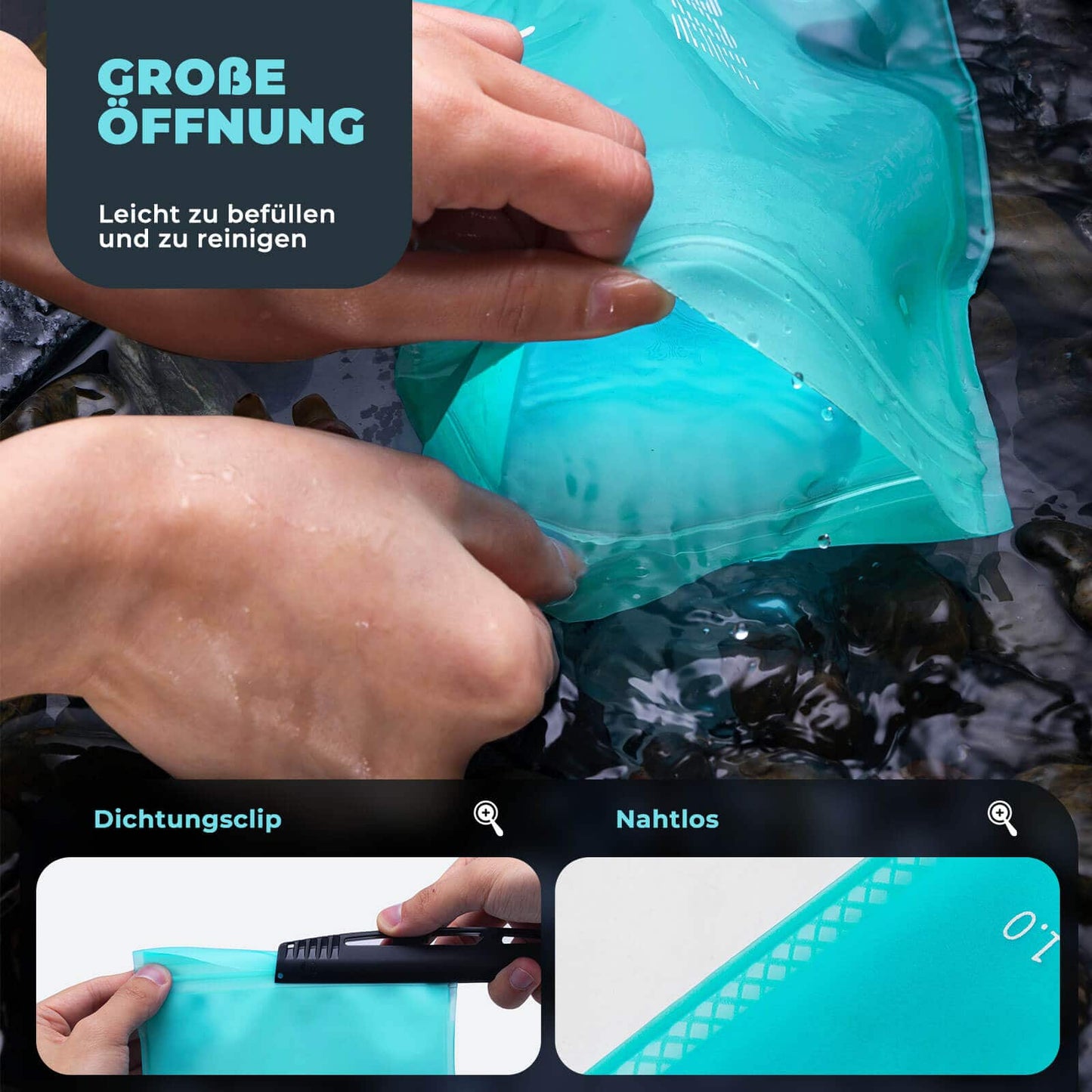 2 litran juomarakko juomaputkella, kevyt TPU-vesirakko, ROCKBROS