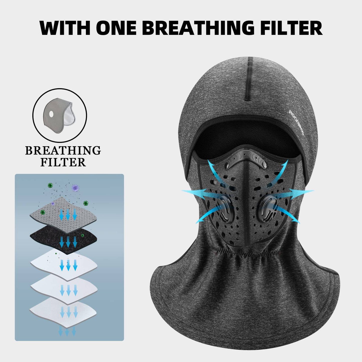 Tuulenpitävä ja pölyä hylkivä balaklava-talvikauluspaita ROCKBROS