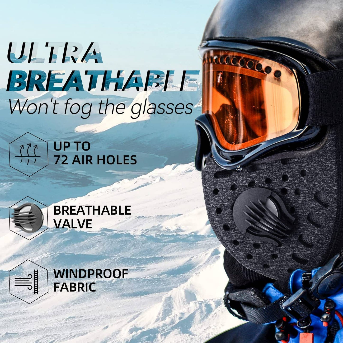 Tuulenpitävä ja pölyä hylkivä balaklava-talvikauluspaita ROCKBROS