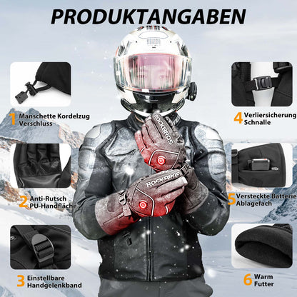 Talvihiihtohanskat Ladattavat Lämmitetyt Hanskat Mustat ROCKBROS