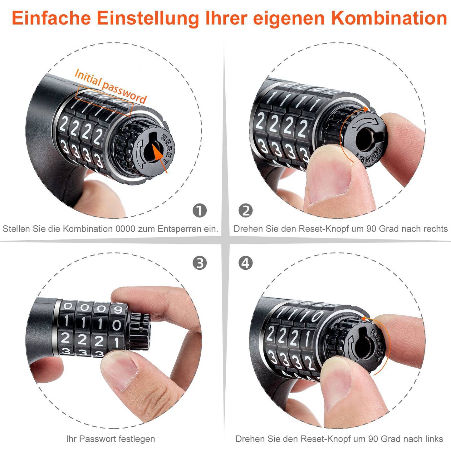 Yhdistelmälukko 4-numeroisella koodilla, 96 cm pitkä, ROCKBROS