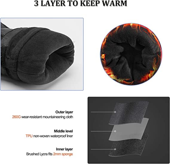 ROCKBROS Winter Gloves Lasketteluhanskat Naiset Miesten Lämpimät Tuulenpitävät Ski Lumilautailuun -20 astetta